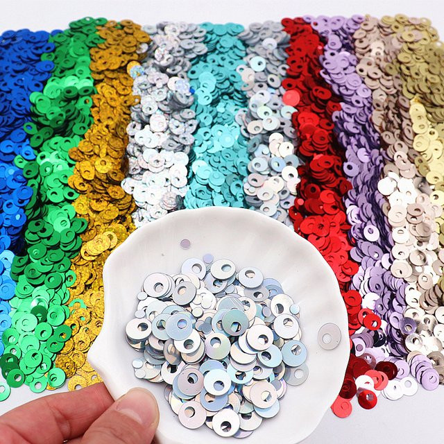 Schillernde runde Pailletten in Silber und Multicolour, 10 mm Durchmesser, 20 g für Stickerei und Kunsthandwerk - Bild 1