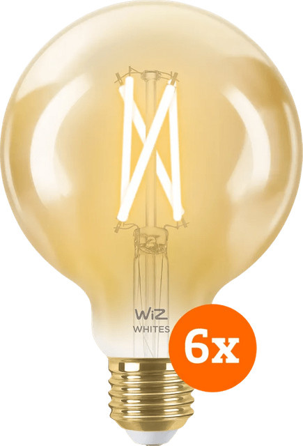 WiZ Smart LED Filamentlampe Globe 6er-Pack E27 mit CCT Warm- bis Kaltweiß und WLAN/Bluetooth in Transparent - Bild 1
