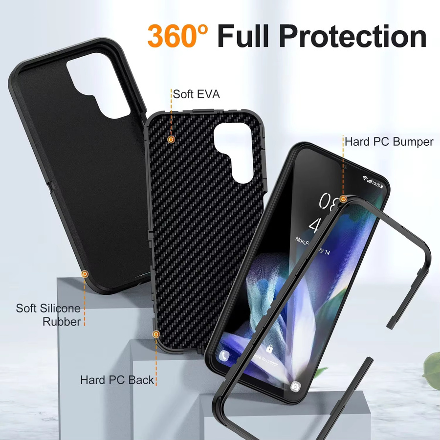 3in1 Heavy Duty Armor Case Anti-Drop Schutzhülle für Samsung Galaxy A17 A07 A56 A36 A26 A16 A06 A55 A35 A25 A15 A05S A54 A34 in Schwarz und Rot - Bild 2