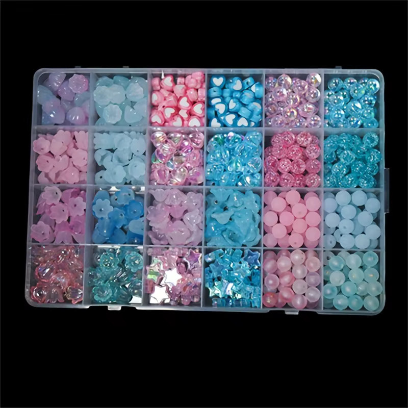 QYWCTZ Schmuckherstellungs-Kit, Perlen Acrylperlen, Blau-Rosa Serie, Unisex - Bild 3