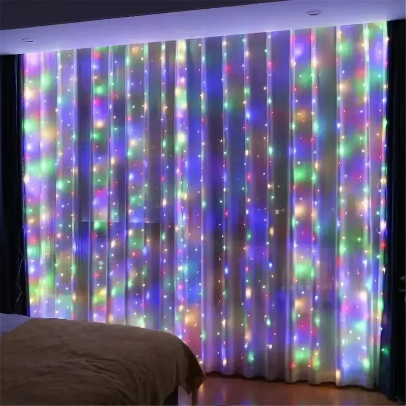 LED-Vorhang Lichterkette Glamour in Weiß mit USB-Fernbedienung, B: 6 m, H: 3 m - Bild 4