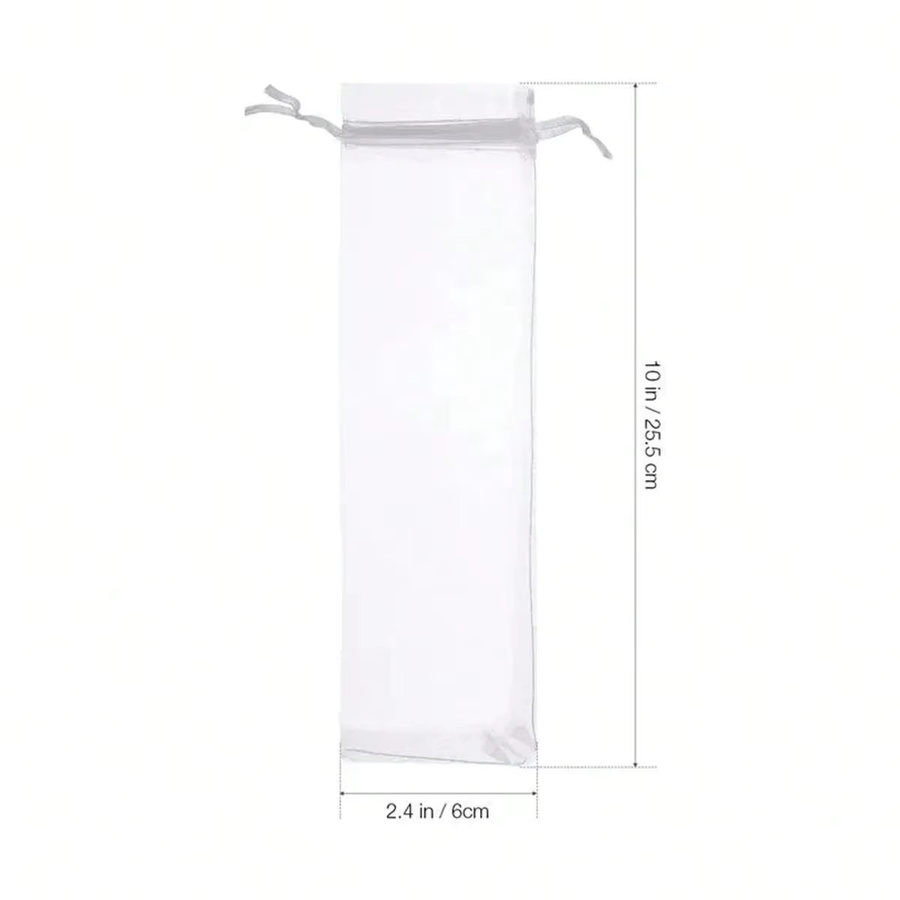 Organza Geschenkbeutel mit Kordelzug aus Tüll in Weiß für Hochzeiten und Partys, 10 Stück - Bild 3