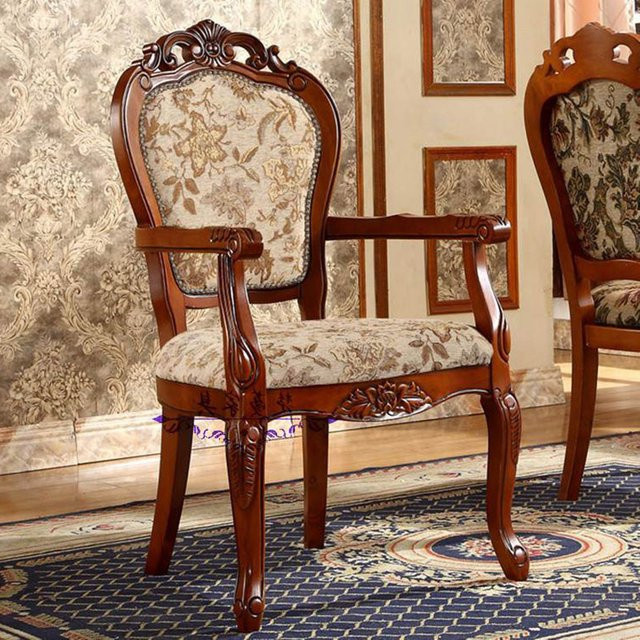 DUTRIEUX Esszimmerstuhl im American Country Stil aus Massivholz mit Stoffbezug - Bild 1