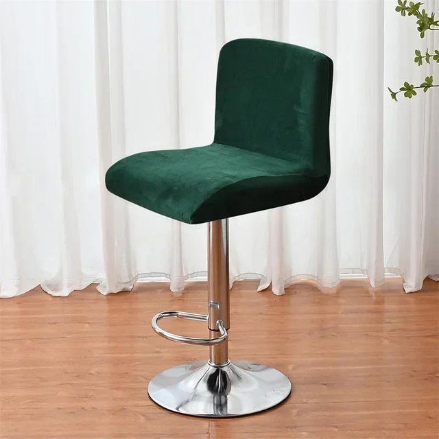 Yiran Furniture Hocker Stuhlbezug aus Samt in Grün mit Stretch-Funktion für niedrige Rückenlehnen - Bild 1