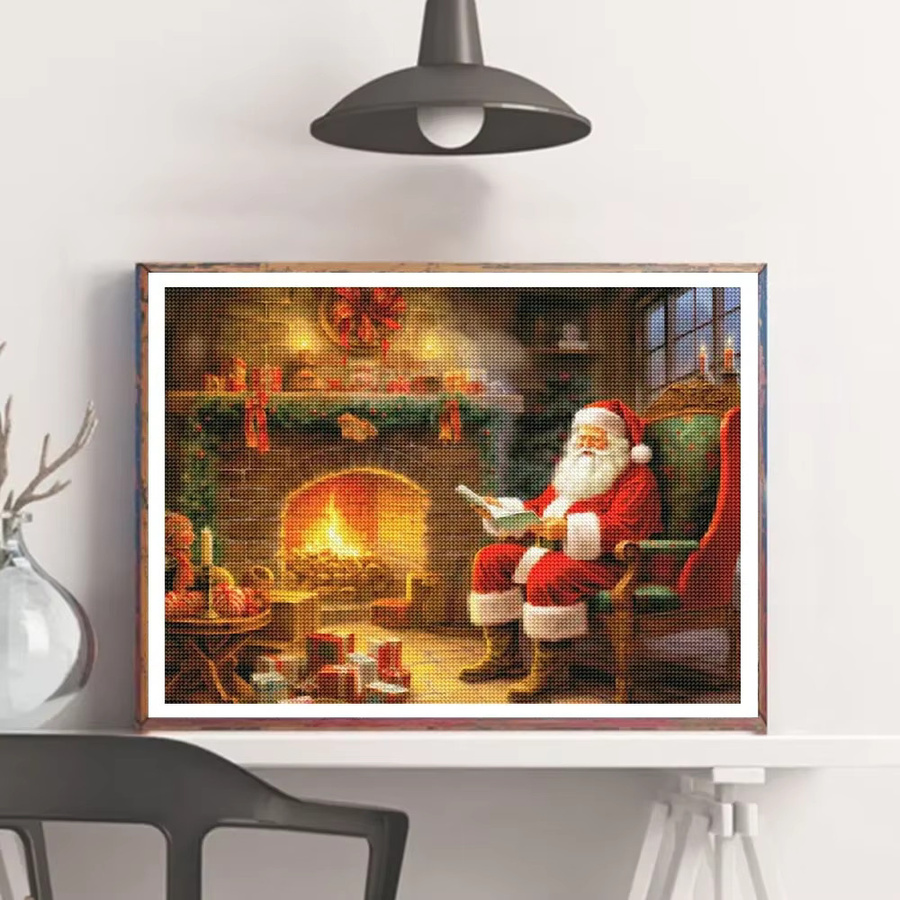 QIZITENG 5D DIY Diamantmalerei Cartoon Weihnachtsmann und Schneemann Mosaik Stickerei Set in Mehrfarbig, Breite: 40 cm, Höhe: 30 cm - Bild 3