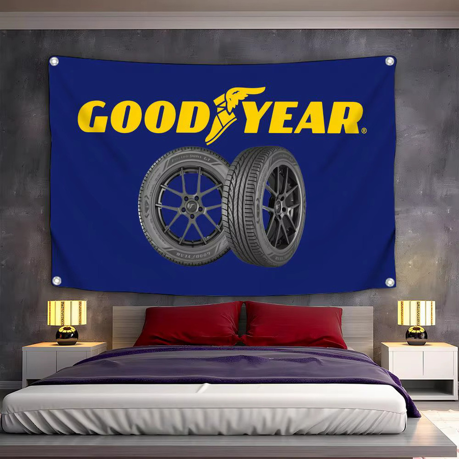 Klassische GOODYEARS Spielflagge aus Textil in Schwarz und Blau, rechteckiges Outdoor-Gartenbanner als Hängeschild für Heim- und Ladendekoration, Breite: 120 cm, Höhe: 80 cm - Bild 2