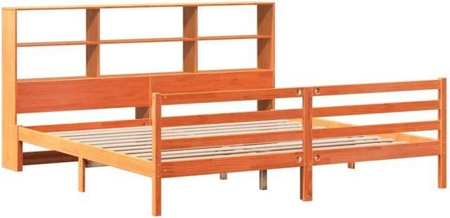 vidaXL Massivholzbett aus Kiefernholz in Wachsbraun, Rustikaler Stil, B/T/H: 180 x 200 x 110 cm (ohne Matratze) - Bild 1