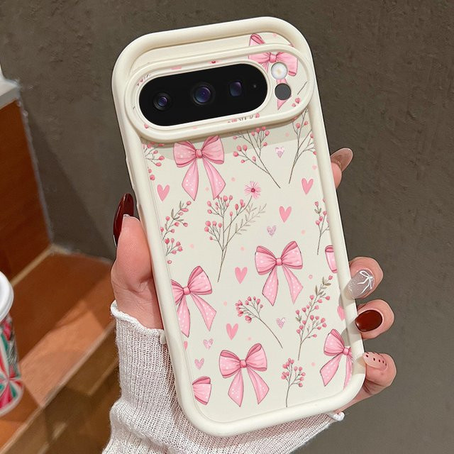 MOESOE Handyhülle mit Rosa Schleife und Blumenmuster für Google Pixel 10 9 8 Pro XL 7 Pro, stoßfestes Softcover in Pink und Multicolour - Bild 1