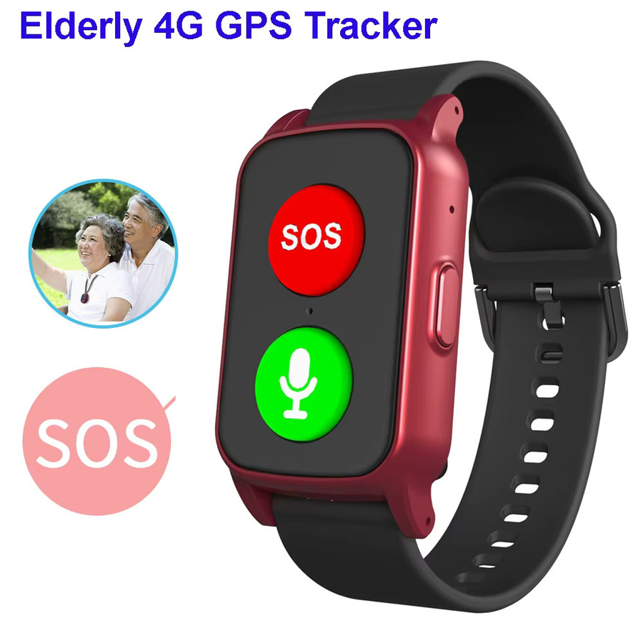 Winkcron 4G GPS-Tracker für Senioren als Armband in Rot mit Herzfrequenzmessung und Temperaturanzeige - Bild 1