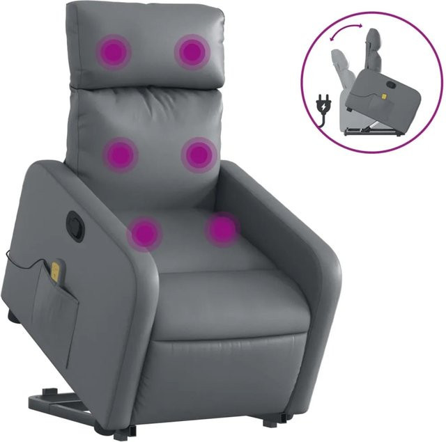 vidaXL Massagesessel mit Aufstehhilfe in Grau aus Kunstleder Modell 12 - Bild 1