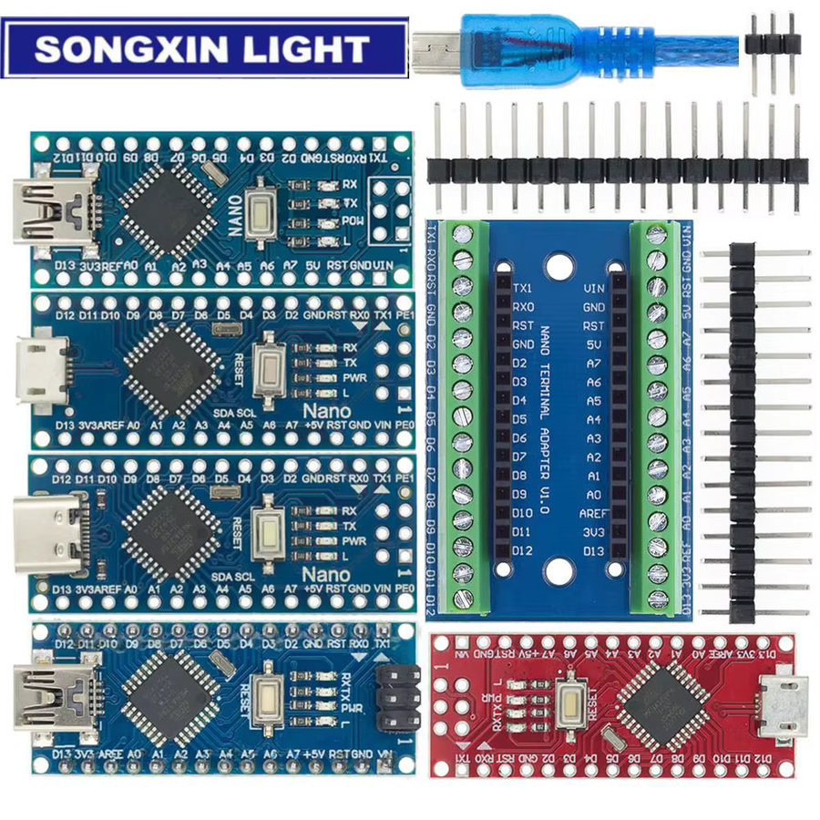 Arduino Nano V3.0 Controller mit ATmega328P und CH340 USB-Treiber, kompatibel mit Micro/Mini/Type-C USB, Blau - Bild 2