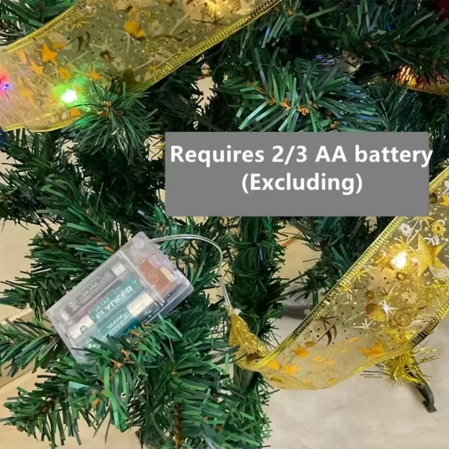 2er Set Doppel Schicht LED Lichterketten mit Schleifen in Gold/Messing für Weihnachtsbaum und Dekoration - Bild 3