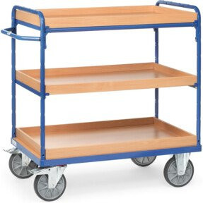 Fetra Etagenwagen 8122 mit Kästen in Blau mit TPE-Reifen und 600kg Tragkraft - Bild 1