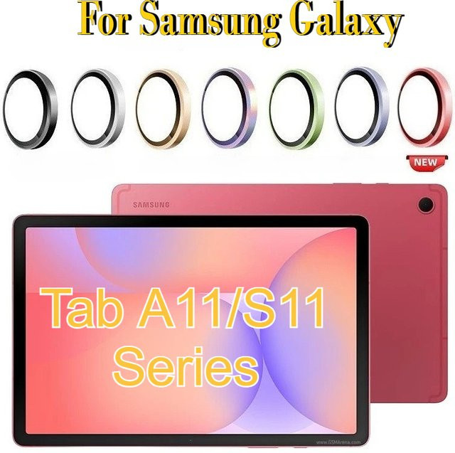 Samsung Galaxy Tab S11 Ultra S10 Lite FE A11 Plus Kameraobjektivschutz Set aus Metall mit HD-Folie und Objektivglas-Kappen in Gold und Multicolour - Bild 1