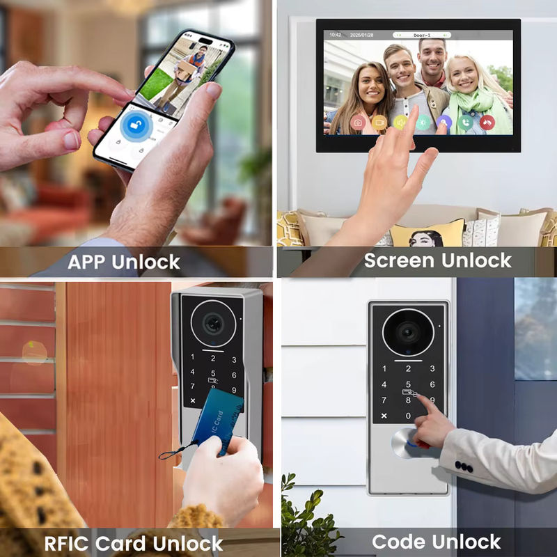 Tuya Smart Video-Gegensprechanlage 2-Draht mit 1080P wasserdichter Kamera, 5G WLAN, Touchscreen in Schwarz - Bild 2