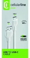 cellularline USB-C Daten- und Ladekabel USB-A auf USB-C, weiß, 0,60 m - Bild 1