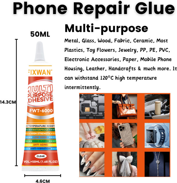 FIXWANT FWT-6000 Hochtemperaturbeständiger Handy-Reparaturkleber für Telefonabdeckungen, Akkus und DIY-Projekte - Bild 1