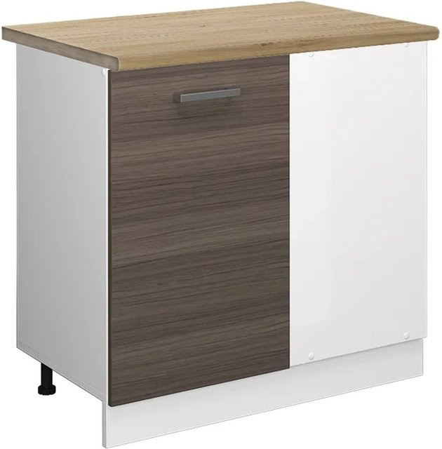 Vicco R-Line Eckunterschrank für die Küche, Grau/Weiß/Eiche, B/T/H: 86 x 60 x 81,6 cm - Bild 1