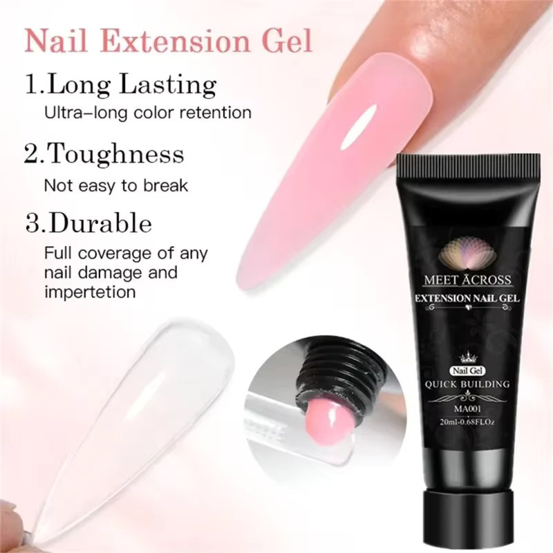 MEET ACROSS Nagelverlängerung Gel Kit, Rosa, Glänzend, 15 Stück - Bild 4