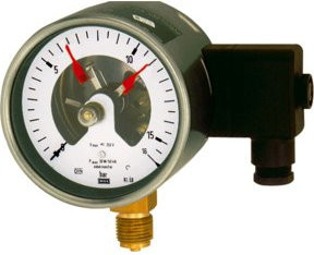Riegler Kontaktmanometer Grau, Messbereich 0 - 1,0 bar, Anschluss G 1/2 radial unten, Durchmesser 160 mm - Bild 1