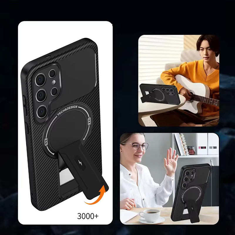 Kabellose Handyhülle mit unsichtbarer Halterung für Samsung Galaxy S26 Ultra S25 S23 S22 Plus FE A16 A17 A35 A36 A37 A55 A56 A57 in Gold und Schwarz - Bild 1