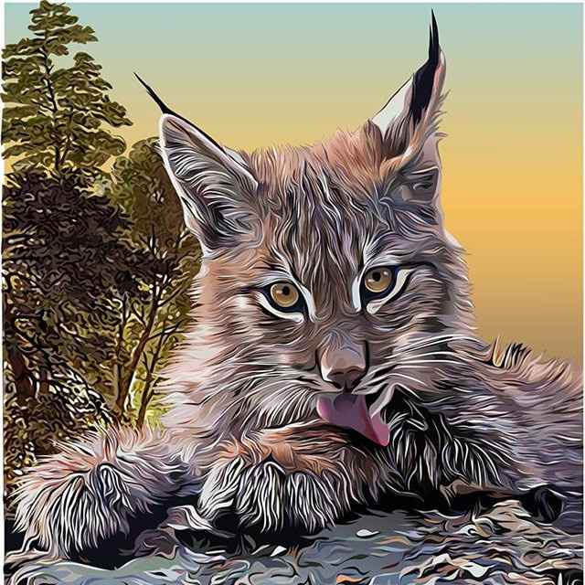 FIYO 5D Diamantmalerei Luchs Porträt DIY Kreuzstich Set, Grau/Mehrfarbig, 30 x 30 cm - Bild 1