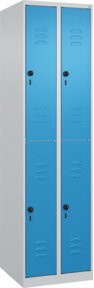 C+P Doppelstock-Spind Classic PLUS mit 2 Abteilen, Sicherheits-Drehriegel, Grau und Blau, H x B x T: 185 x 50 x 50 cm - Bild 1