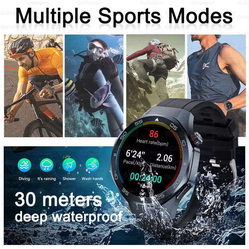 GUHUAVMI Smartwatch, Schwarz, GPS, Herren, 3 ATM - Bild 6