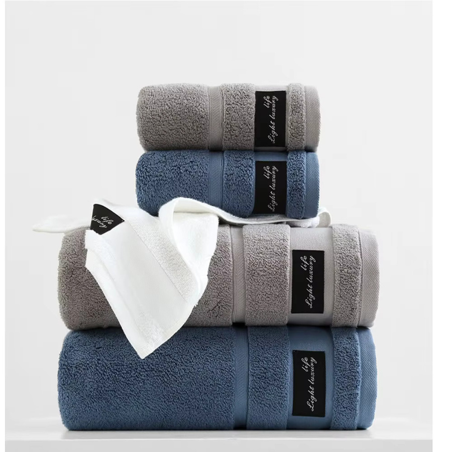 Inyahome Baumwoll-Badetücher in Blau, super saugfähig und schnelltrocknend, Hotelqualität - Bild 3