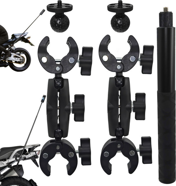 AKwing Motorrad-Halterung mit Verlängerungsstange und doppelseitiger Super-Klemme für Insta360 X2 X3 X4 X5 Action-Kameras, Schwarz - Bild 1