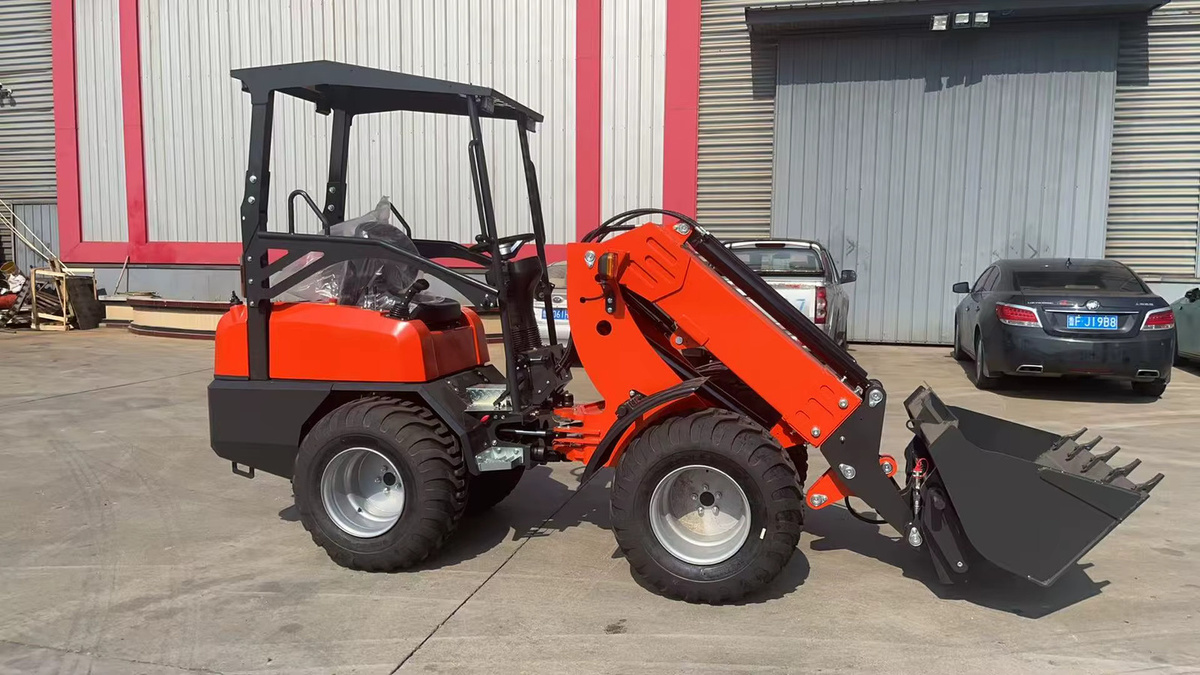 Multifunktions-Mini-Radlader nicosail mit Teleskoparm und Frontlader, 4x4 Antrieb, Farbe: Rot - Bild 3