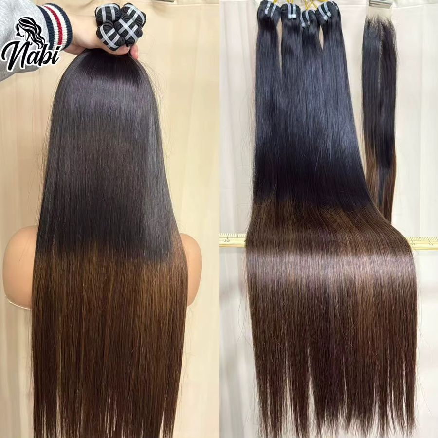 Nabi Raw Vietnamesisches Echthaar-Bündel mit HD Lace Closure 2x6, Damen - Bild 3