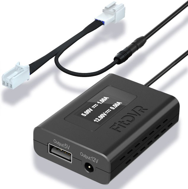 FitDVR Dashcam-Adapter 3-polig für Honda mit Overhead-Konsole, USB-Stromkabel und LED-Anzeige, Schwarz, D3-028 - Bild 1