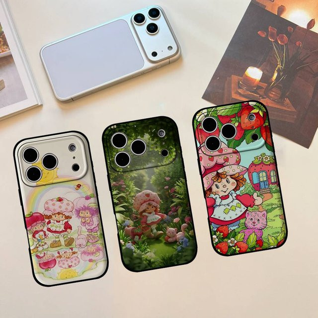 Mesuca Handyhülle Erdbeer-Shortcake für iPhone 11 bis iPhone 17 Pro Max, Schwarz/Mehrfarbig - Bild 1