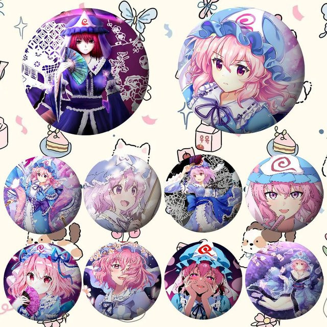 Brosche Cartoon Yuyuko Saigyouji, Bunt - Bild 1