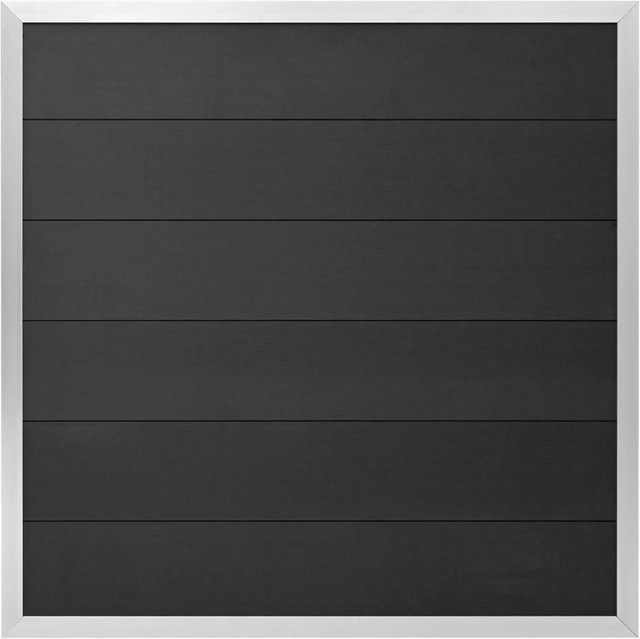 GartenLand WPC Zaun Set Classico Sichtschutz Anthrazit mit Aluminium Rahmen Silber B/H: 180 x 180 cm - Bild 1