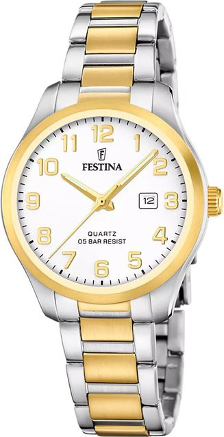 Festina Damenuhr, Quarz, Edelstahl, 33 mm, Weiß, Bicolor - Bild 1