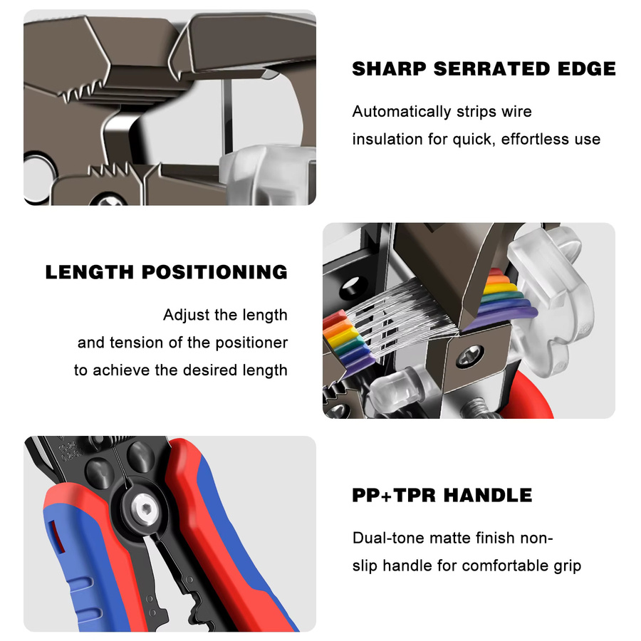 ACOONY 3in1 Abisolierzange SJ-D2 Multitool mit Automatikfunktion zum Abisolieren, Schneiden und Crimpen in Multicolor - Bild 5