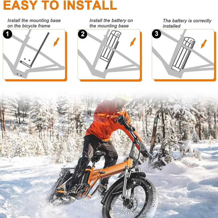 Hitway E-Bike Akku mit integriertem BMS und Ladegerät für BK3S BK5 BK6 BK8 BK11 BK37 COLORWAY BK6, Schwarz, 36V 48V 15Ah - Bild 7