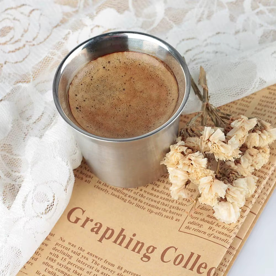 FEB.WIND Espressotasse aus Edelstahl, doppelwandig isolierter Kaffeebecher in Silber, ideal als Reise- und Campingbecher - Bild 3