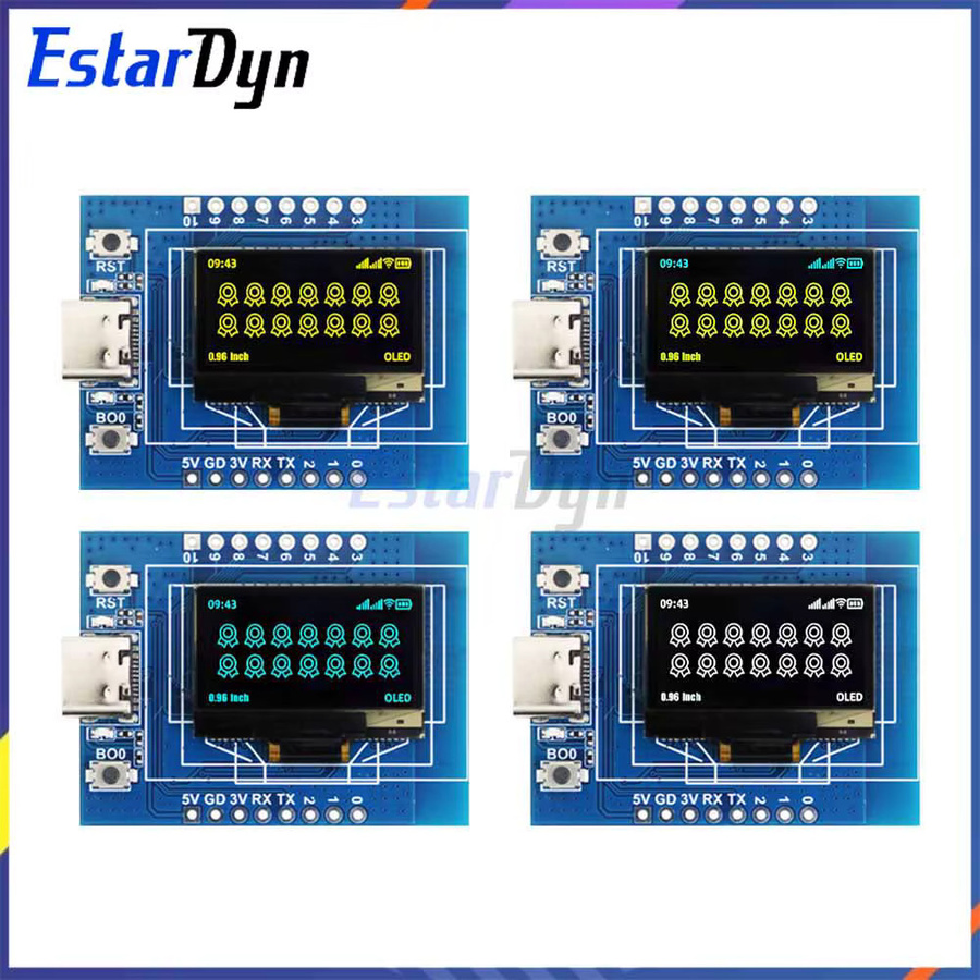 Estardyn ESP32-C3 Entwicklungsboard mit OLED-Display, WiFi und Bluetooth IoT-Modul mit Keramikantenne in Blau und Gelb - Bild 2