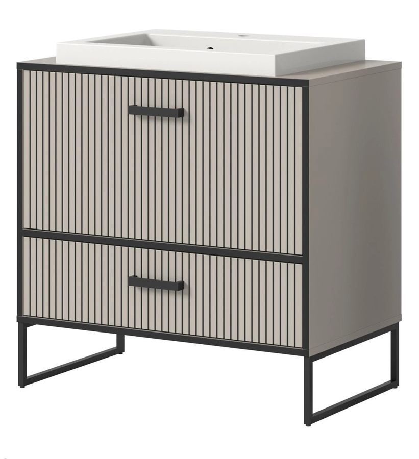 Waschbeckenunterschrank Scana mit Waschbecken in Sand, Breite: 80 cm - Bild 4