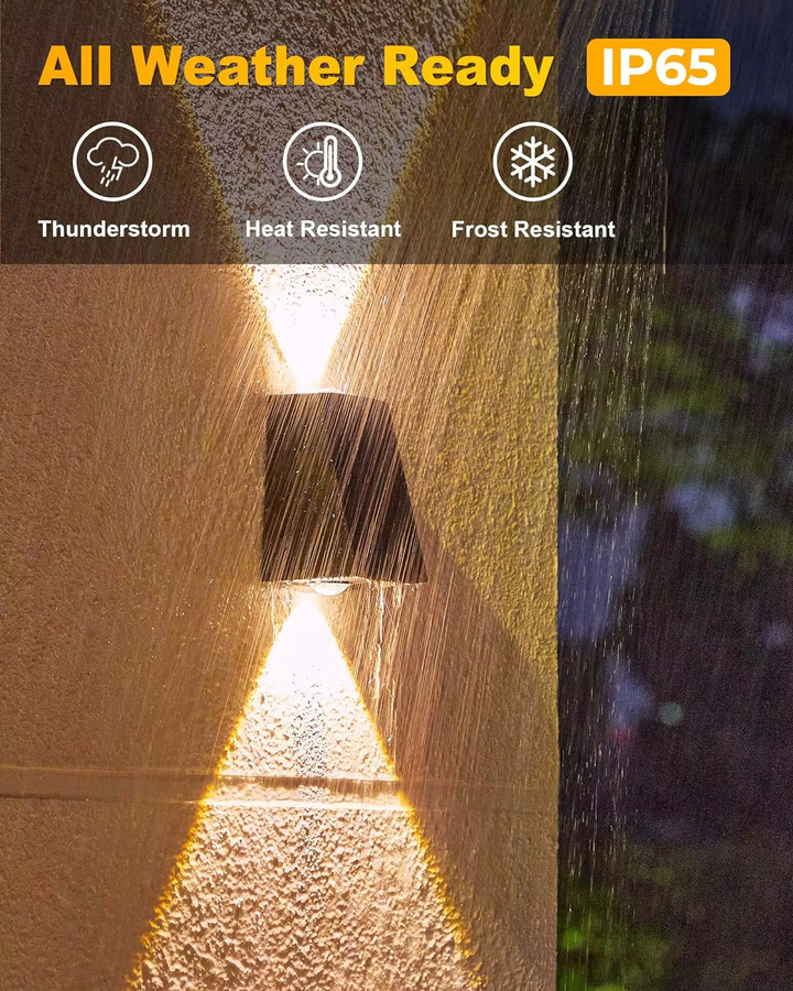 IEEYEEY LED Solar-Wandleuchte in Schwarz mit warmweißem Licht für Garten und Balkon - Bild 3