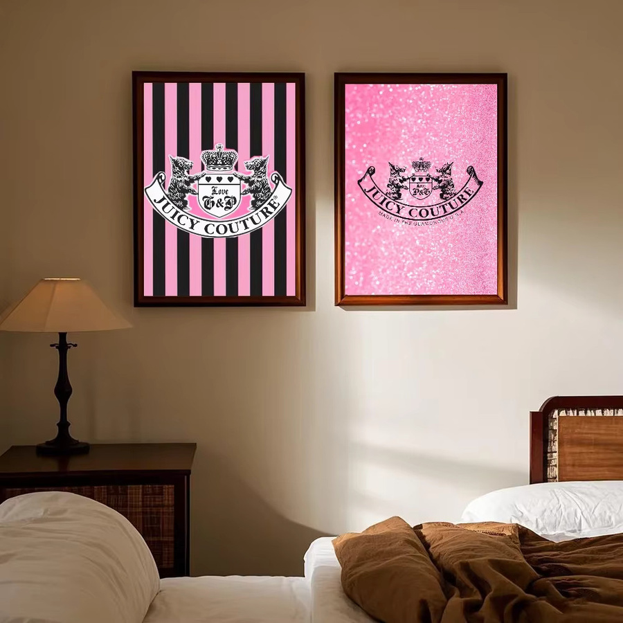 Modernes Leinwandgemälde von Potdemiel in Pink mit gestreiftem Design als ästhetische Wandkunst für dein Zuhause - Bild 4