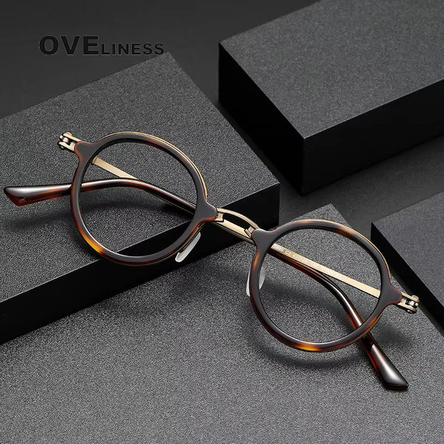 MiaTimi Korrektionsbrille, Acetat, Titan, Rund, Vollrand, Unisex - Bild 1