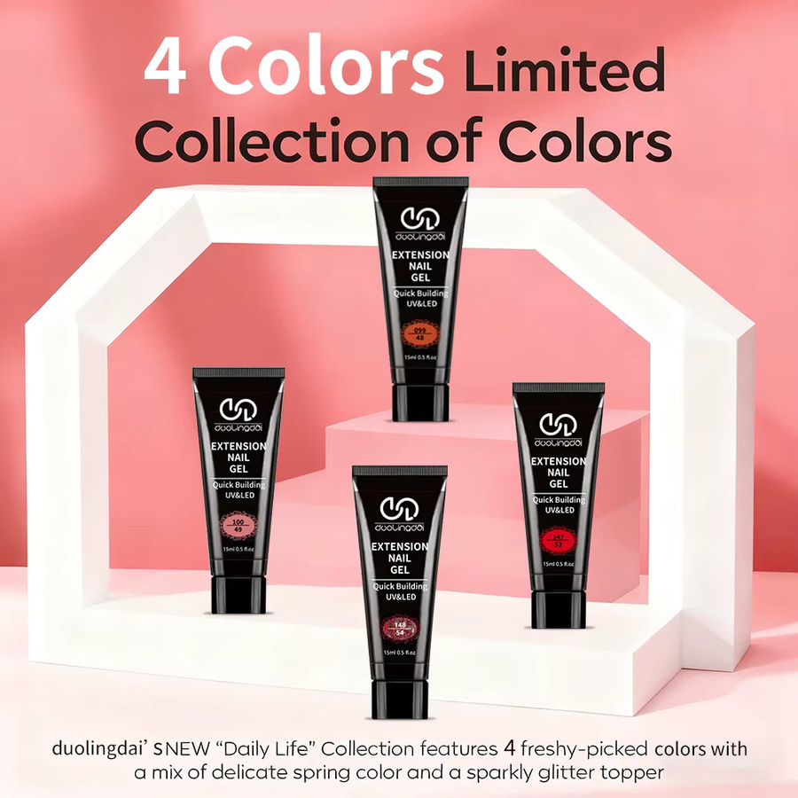 DUOLINGDAI Poly-Nagel-Gel-Kit, 6 Stück, 15 ml, Schimmernd, Unisex - Bild 3