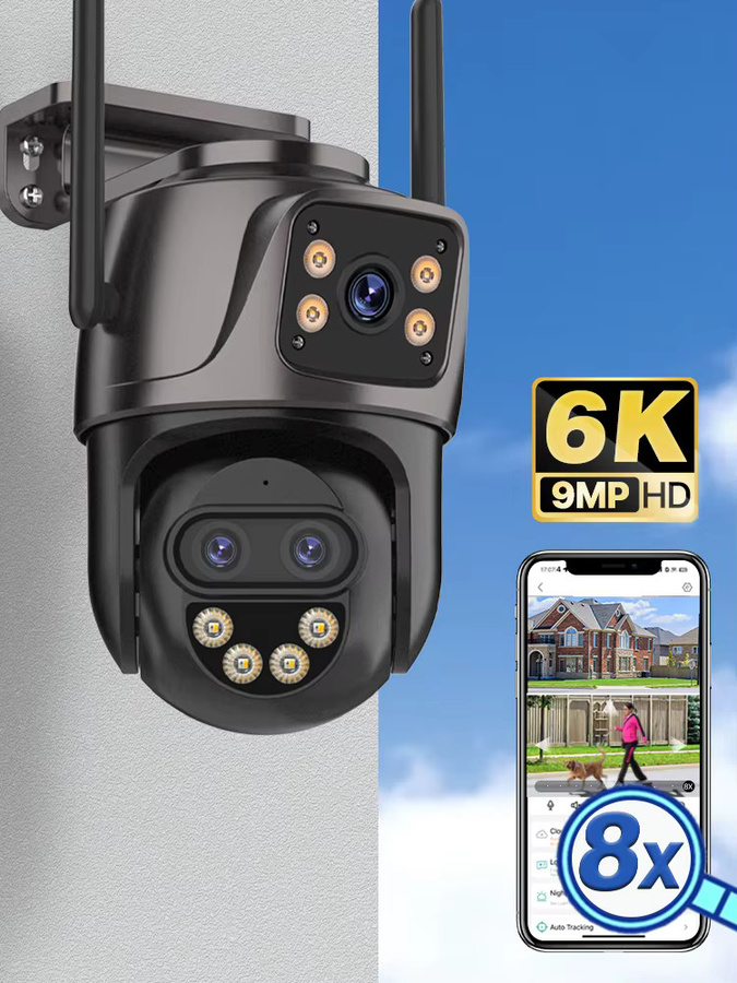 WONSDAR IP-Kamera für den Außenbereich, externe WLAN-Sicherheitskamera mit drei Objektiven, 4K HD Dual-Screen PTZ-Kamera mit automatischer Verfolgung, Schwarz - Bild 6