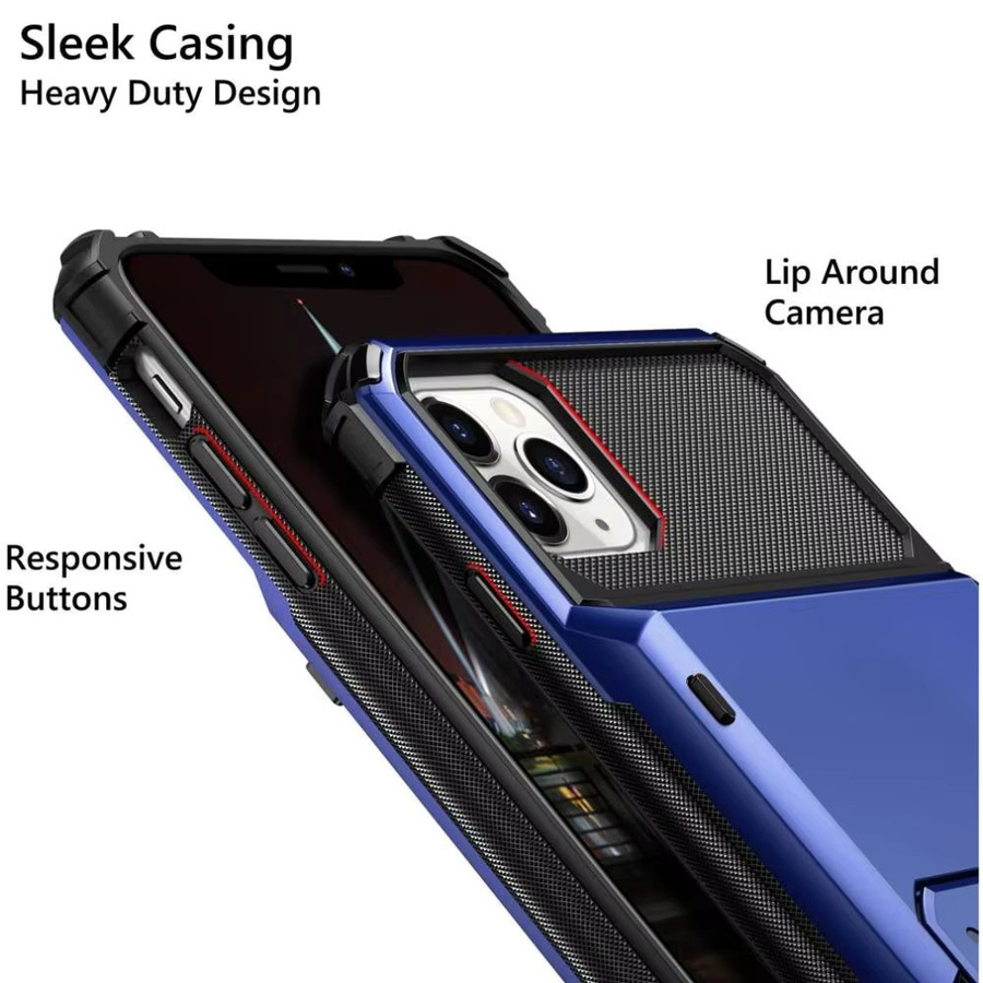 Eurynome Brieftaschen-Hülle für iPhone mit Kartensteckplatz und Hidden Pocket, Armor Hard PC Cover, grau - Bild 4