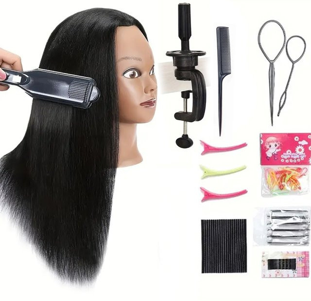Headdoll Schaufensterpuppenkopf mit Echthaar, 40,6 cm, Schwarz - Bild 1