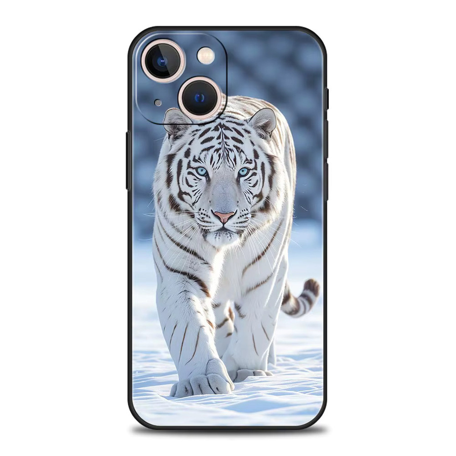 CreateXin Handyhülle mit weißem Tiger-Design für iPhone 11 bis iPhone 17 Pro Max aus weichem TPU in Weiß - Bild 2